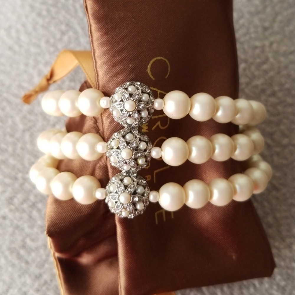 NWOT CaroLee NY 3 Tier Simulated Pearl Bracelet